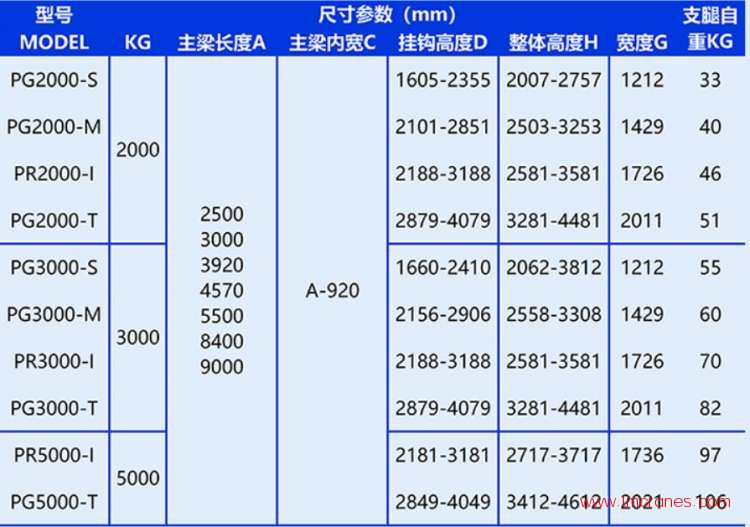 便携式铝合金龙门吊参数表