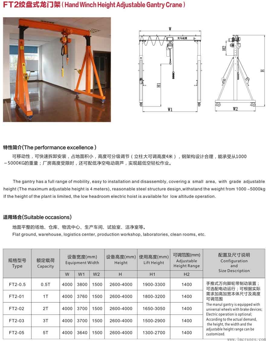 FT2绞盘升降式龙门架案例外形参数图片