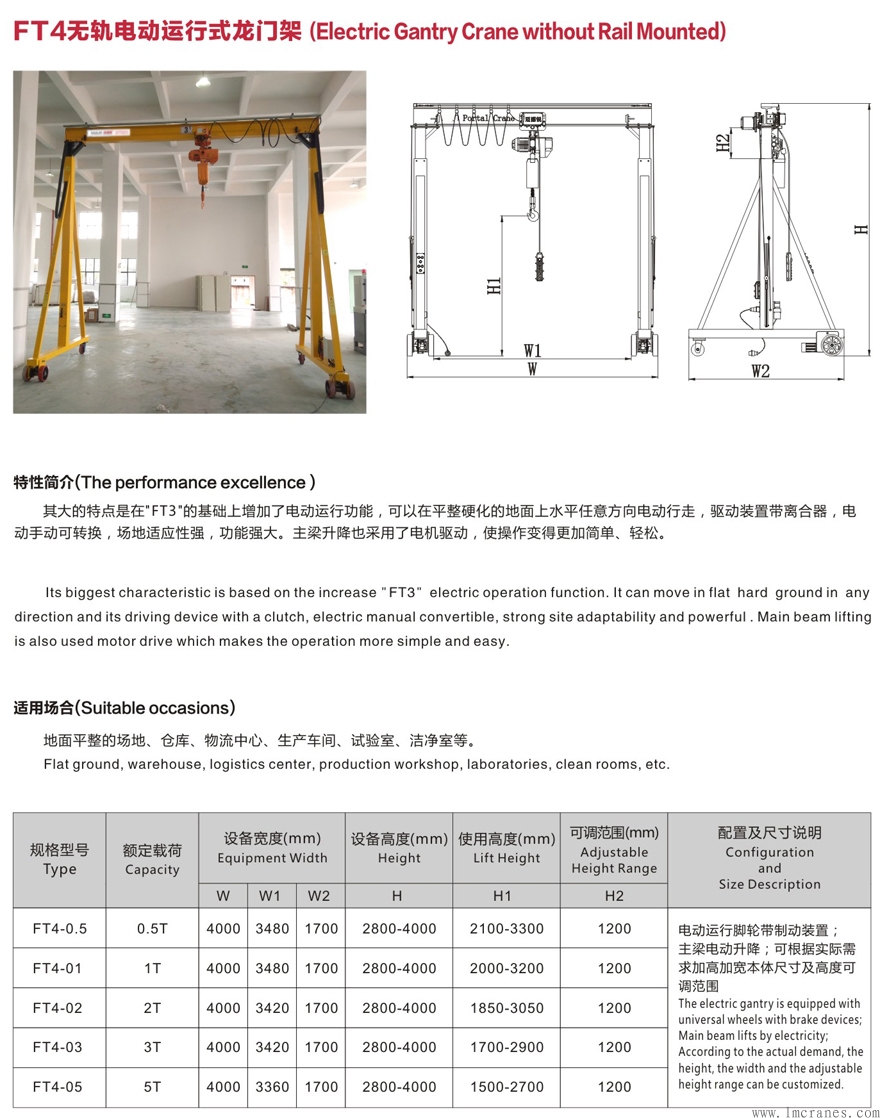 简易龙门吊技术参数