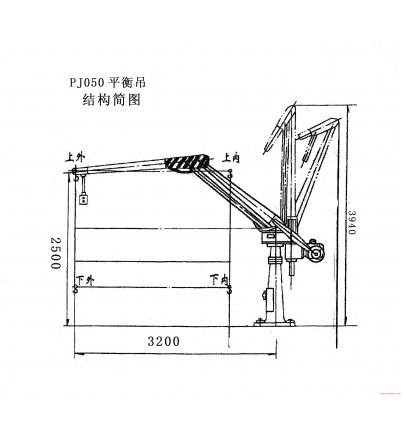 PJ050-500公斤机械平衡吊外形尺寸图